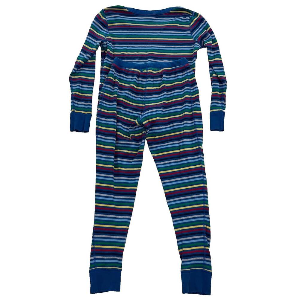 Hanna Andersson Kid's Striped Long John Pajama Set Rainbow Size S/M - Picture 3 of 11